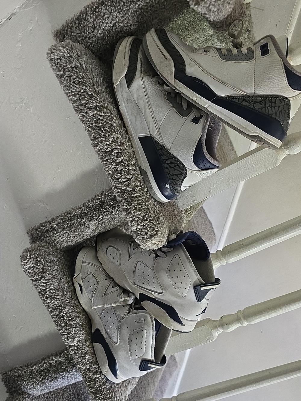Jordan Kids White and Navy Sneakers